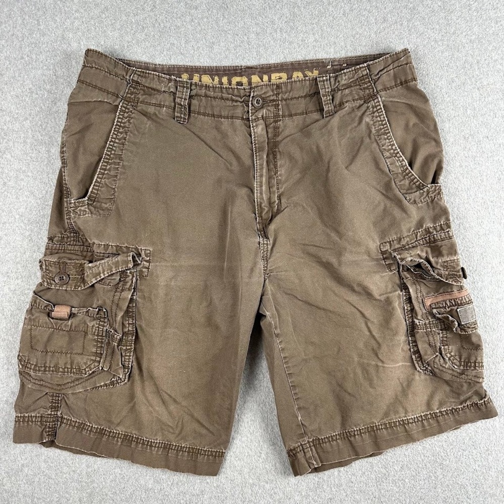Unionbay Mens‎ Brown Cotton Cargo Shorts Size 36 Relaxed Fit Utility Gorpcore